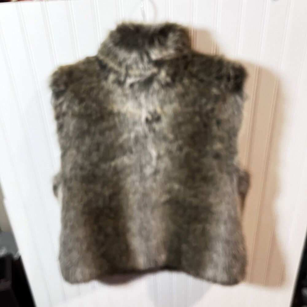 Blassport Women's Reversible Faux Fur & PVC/Polyester Vest Pockets Brown Medium